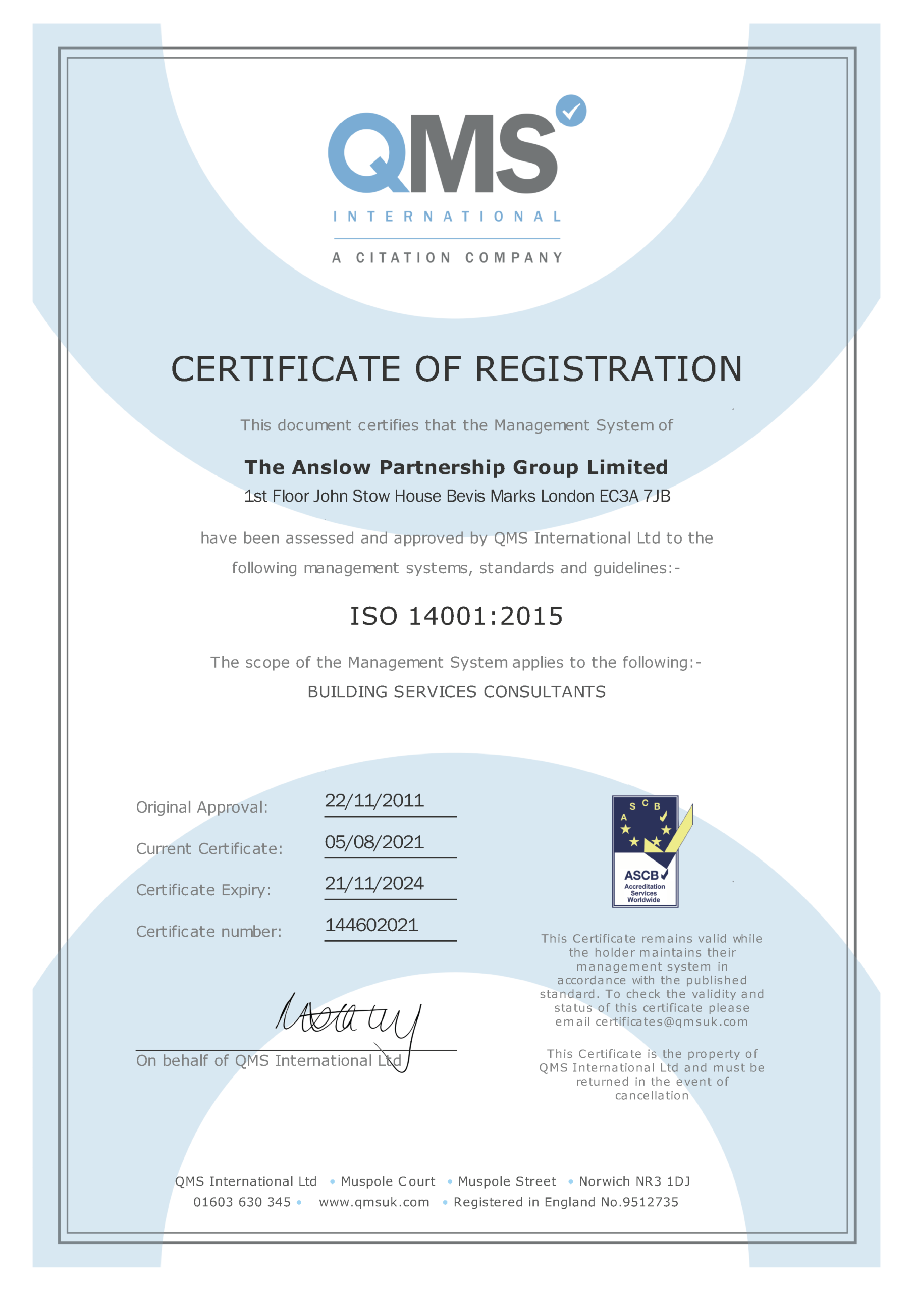 Iso 14001 certificate